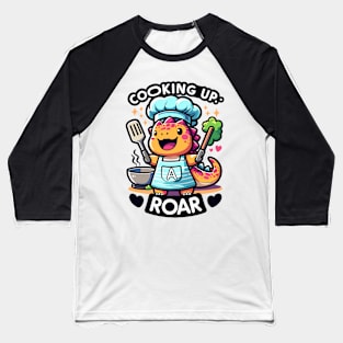 Chef Dino Delight: Culinary Fun Baseball T-Shirt